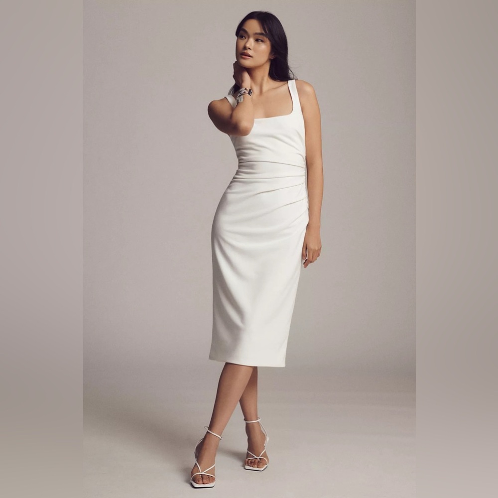 BHLDN Andie Square-Neck Stretch Crepe Midi Dress